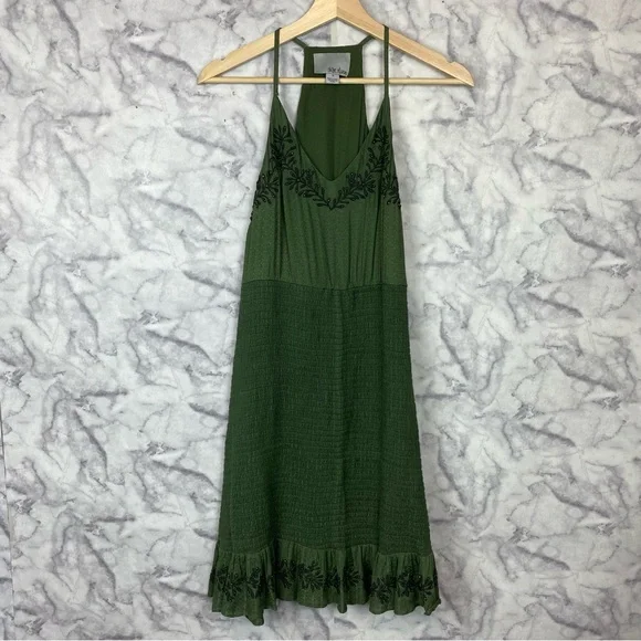 strapless open back dress By Candlelight Beaded Mini Dress Deep Olive